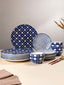 Blue and White Patterned Ceramic Dinner Set - Set of 18