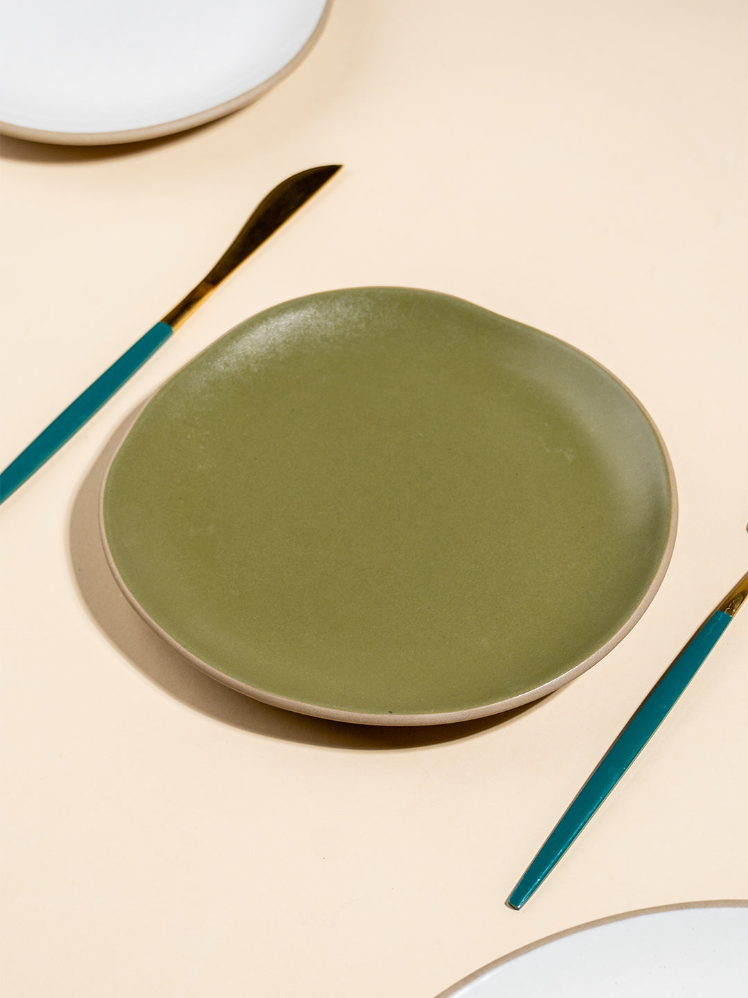 Olive Green & Beige Mix Ceramic Dinner Set of 23