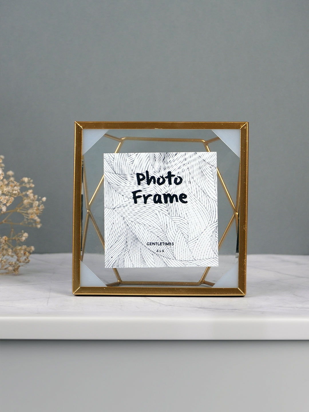 Gold Geometric Glass Photo Frame - Modern Design Main image