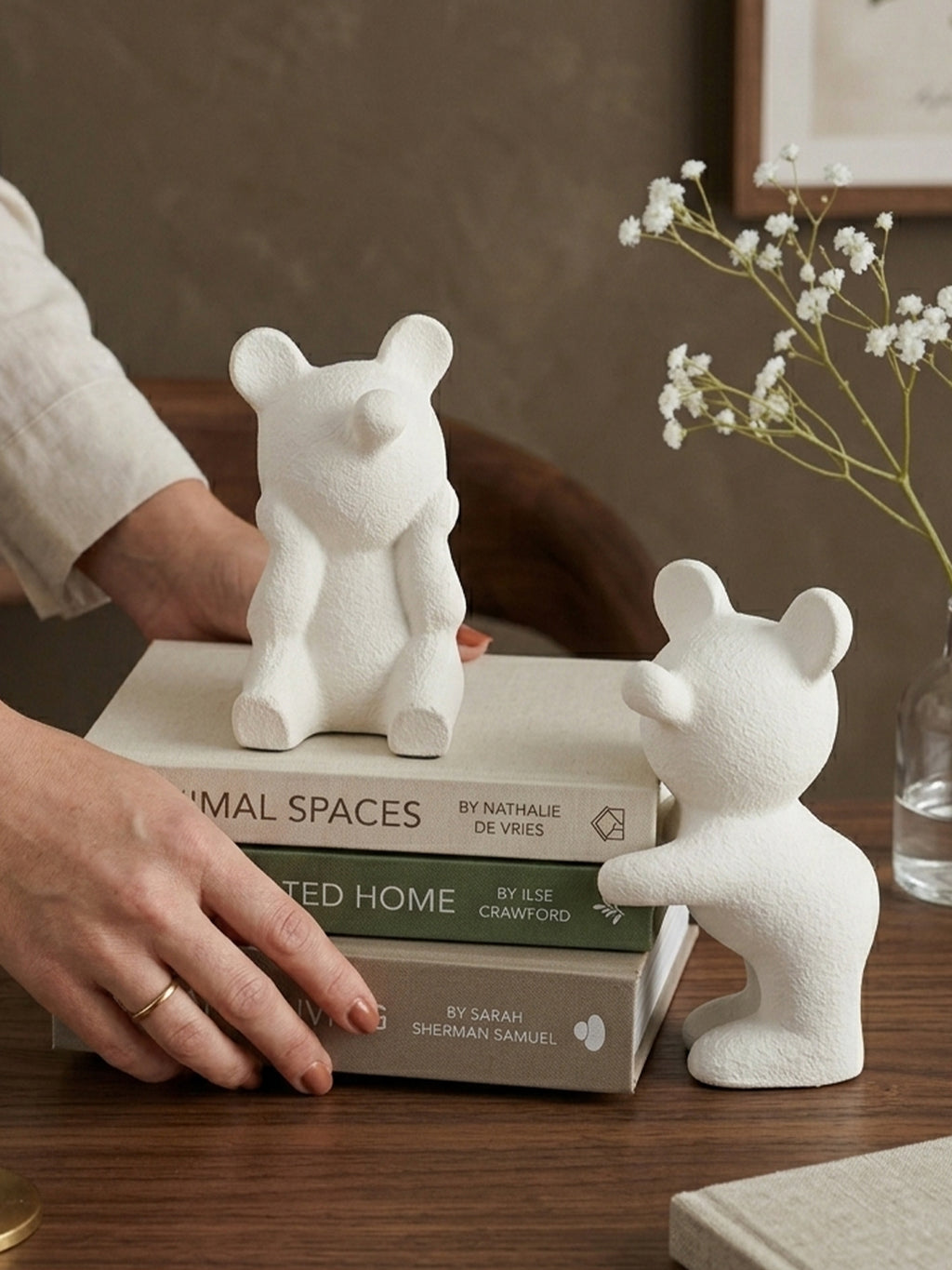 White Bear-Shaped Bookends