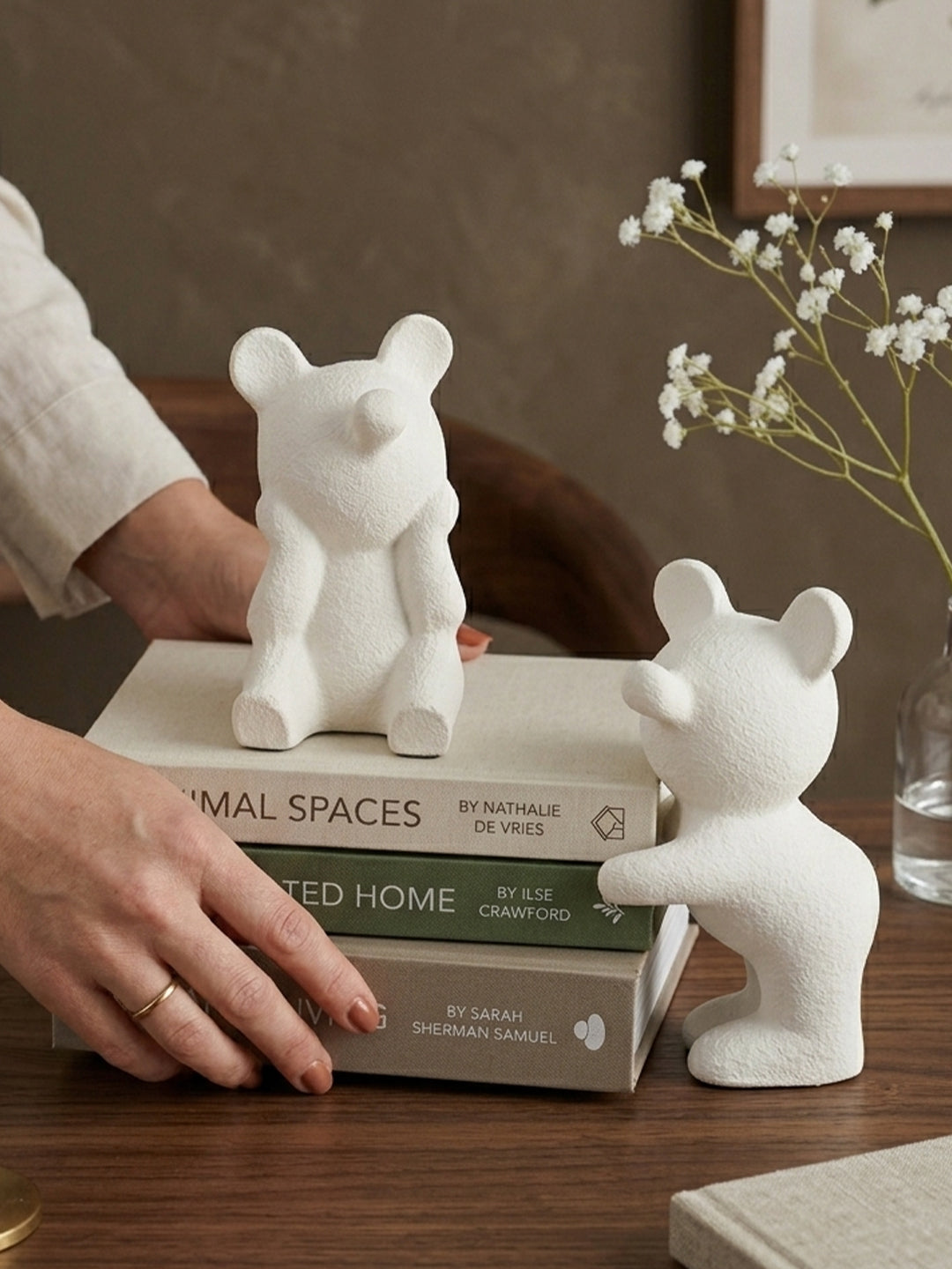 White Bear-Shaped Bookends