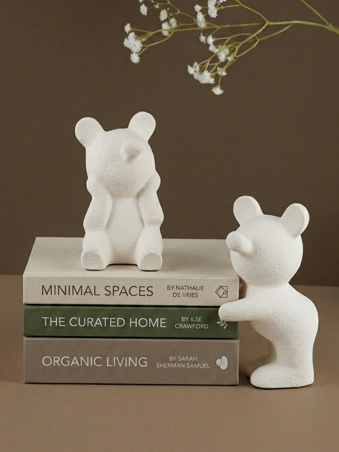 White Bear-Shaped Bookends