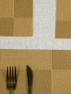 Gold Rectangular Table Mat with Textured Weave