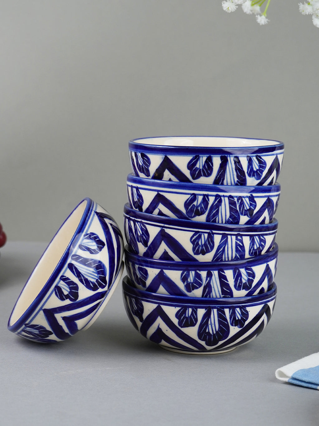 Blue Floral Mandala Design Dinnerware - Set of 18