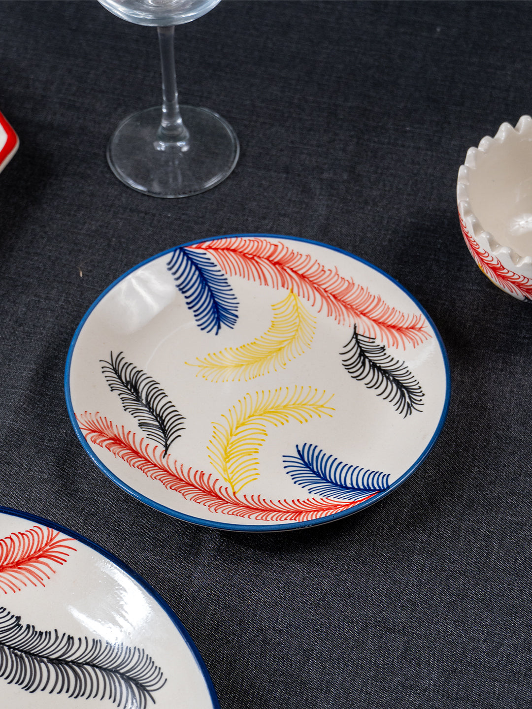 Multicolor Ceramic Dinner Set - Set of 19
