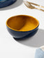 Golden Small Bowl with Navy Blue Exterior
