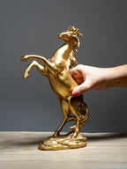 Golden Rearing Horse Figurine