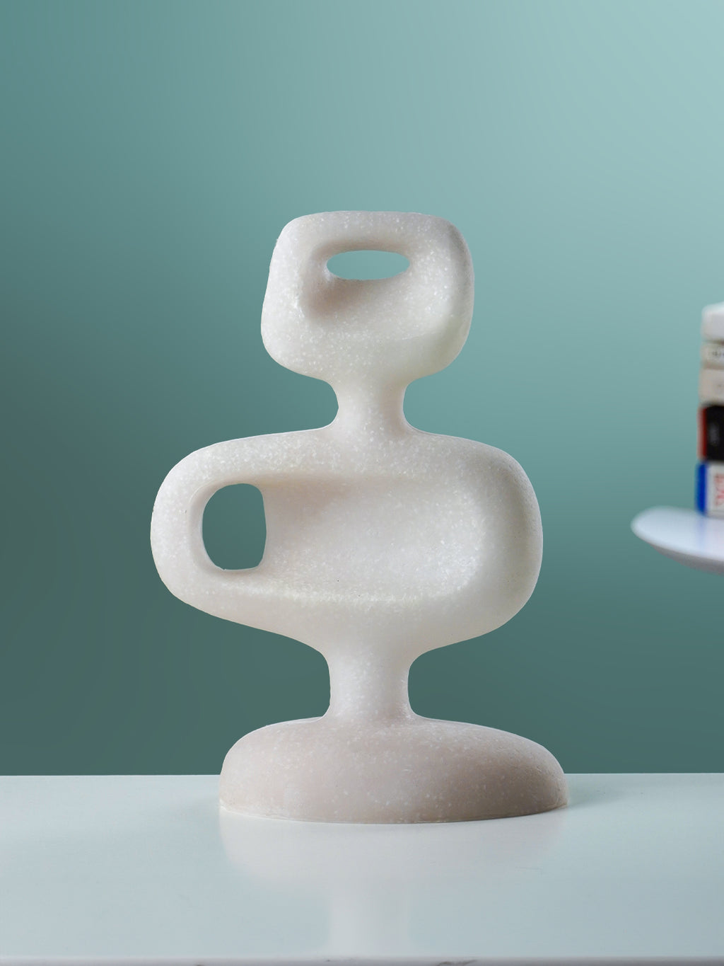 White Marble-Finish Abstract Hollow Sculpture