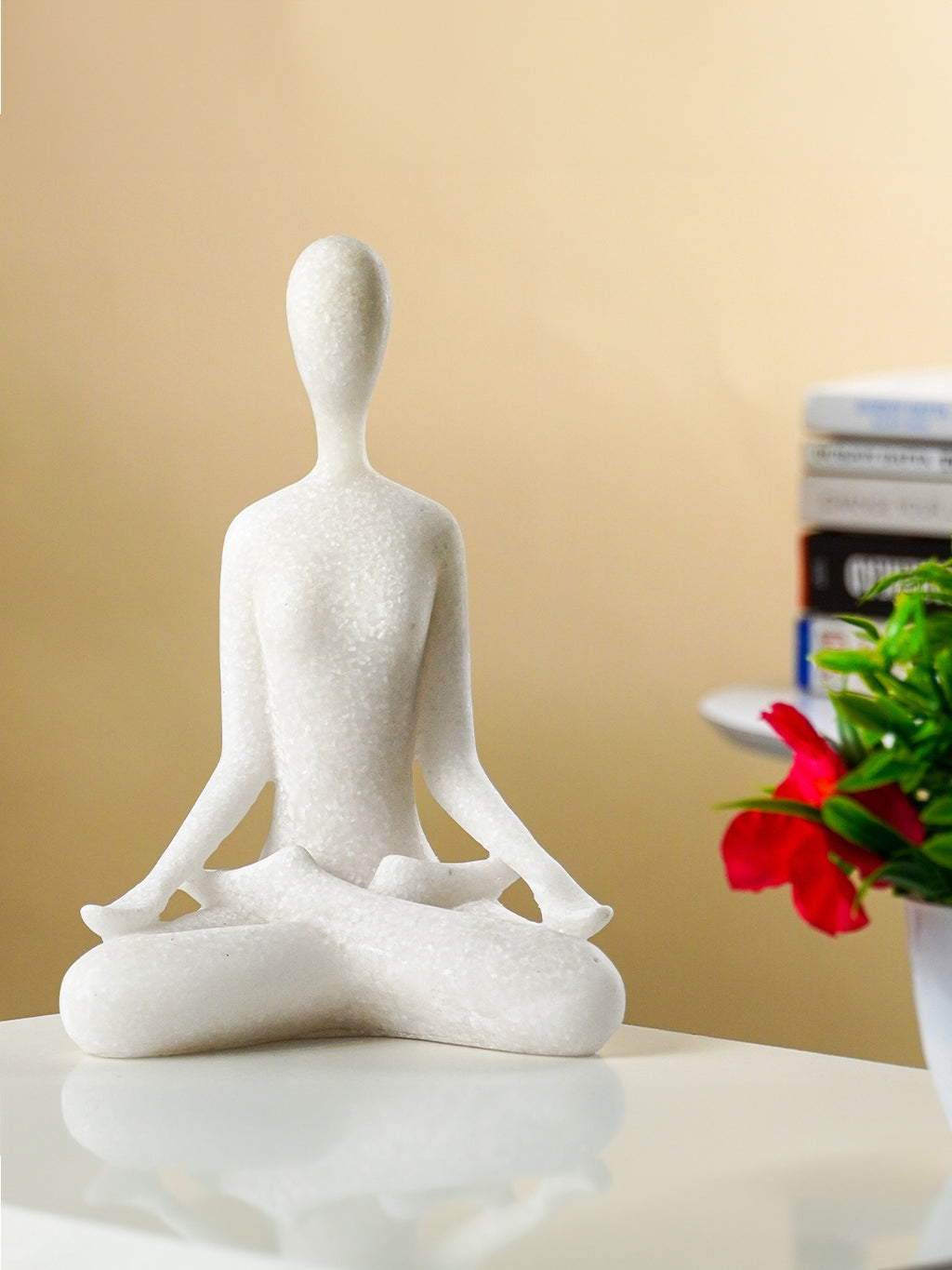 White Marble-Finish Meditative Yoga Figurine