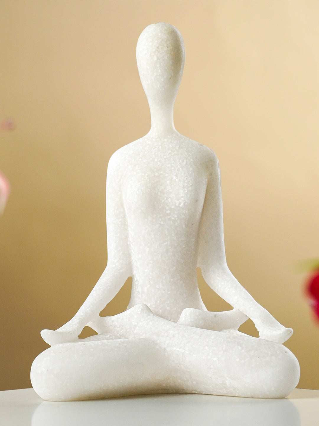 White Marble-Finish Meditative Yoga Figurine