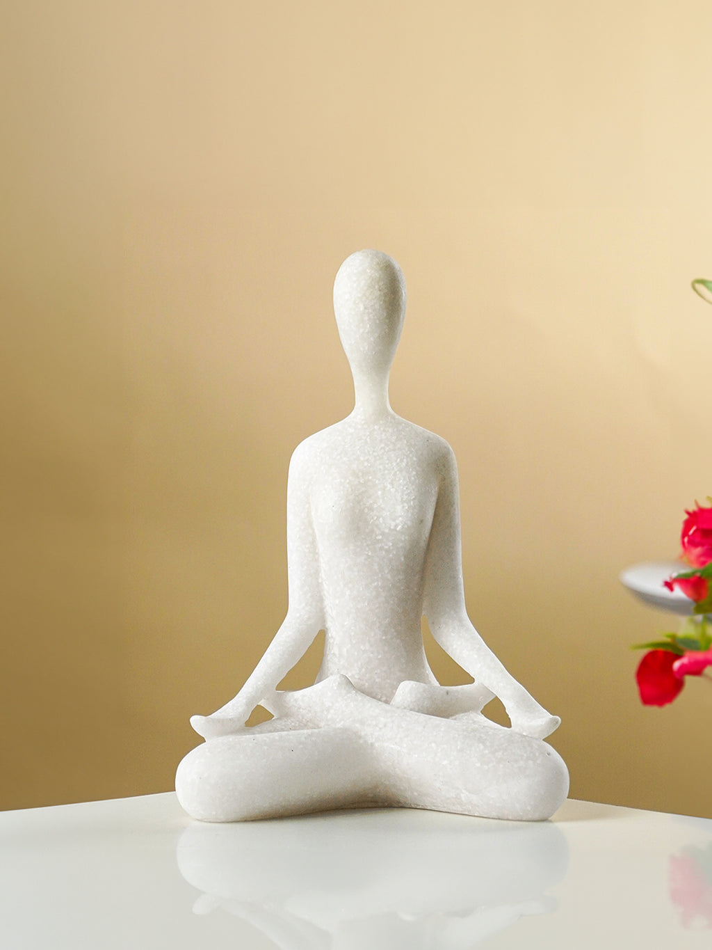 White Marble-Finish Meditative Yoga Figurine