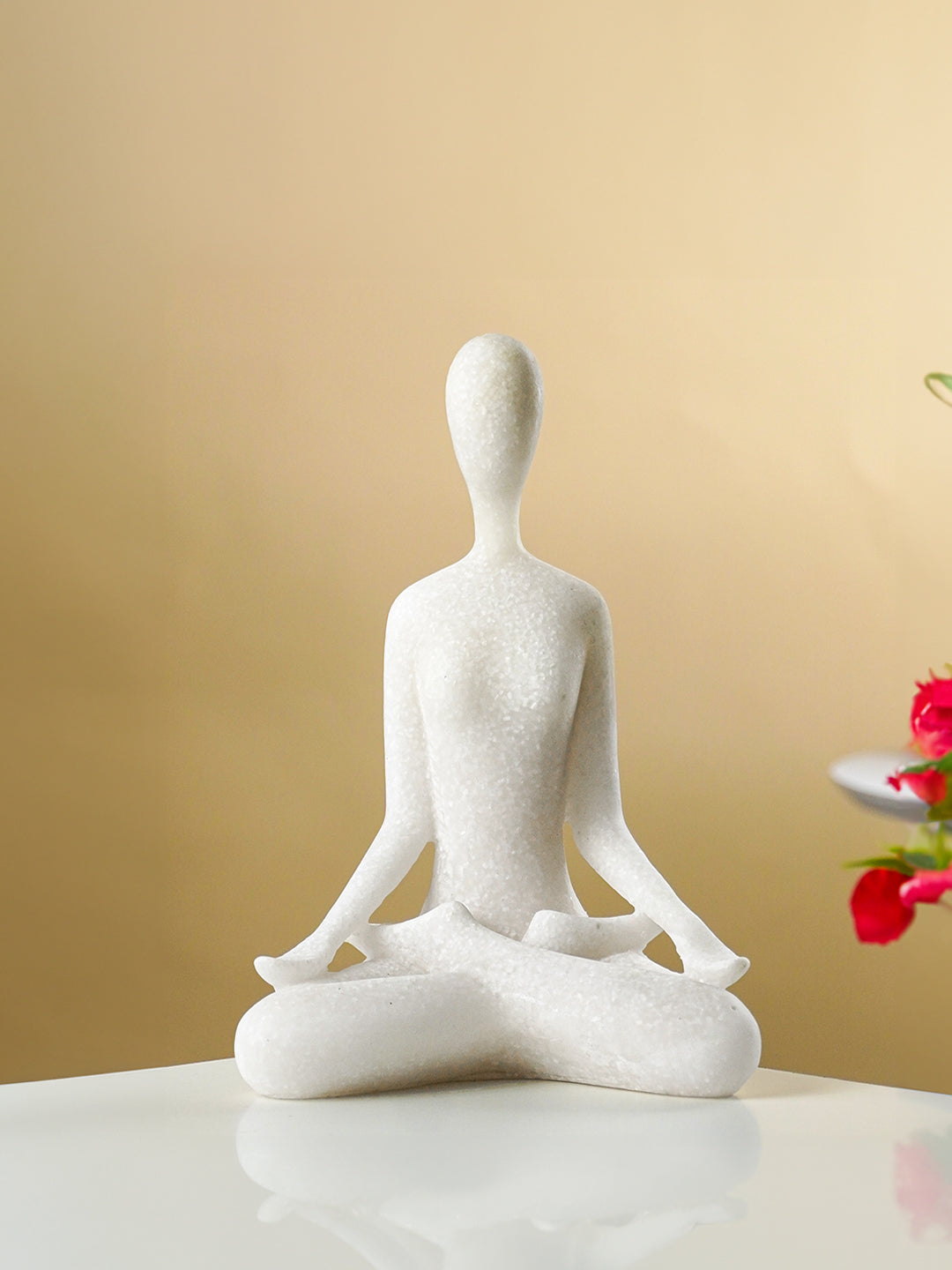 White Marble-Finish Meditative Yoga Figurine