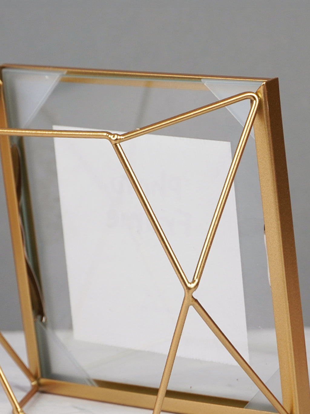 Gold Geometric Glass Photo Frame - Modern Design