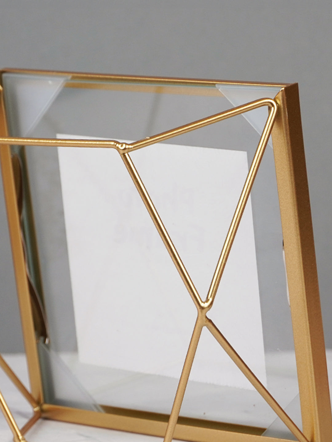Gold Geometric Glass Photo Frame - Modern Design