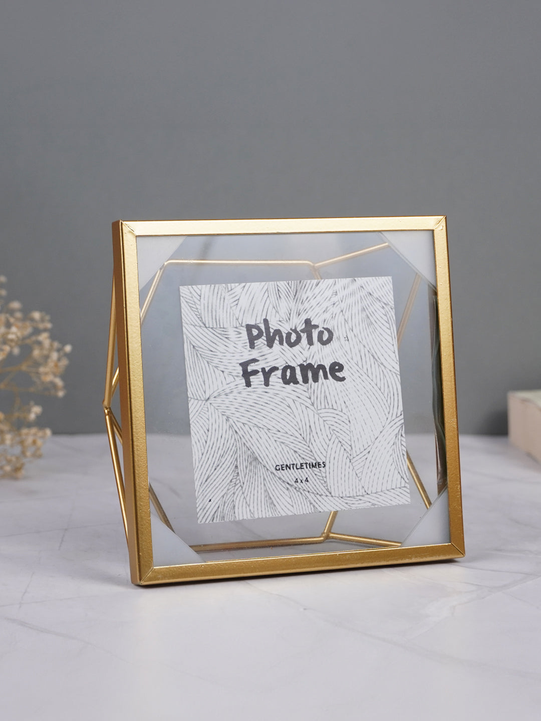 Gold Geometric Glass Photo Frame - Modern Design Secondary image