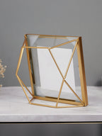 Gold Geometric Glass Photo Frame - Modern Design