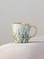 Speckled White and Green Ceramic Mug