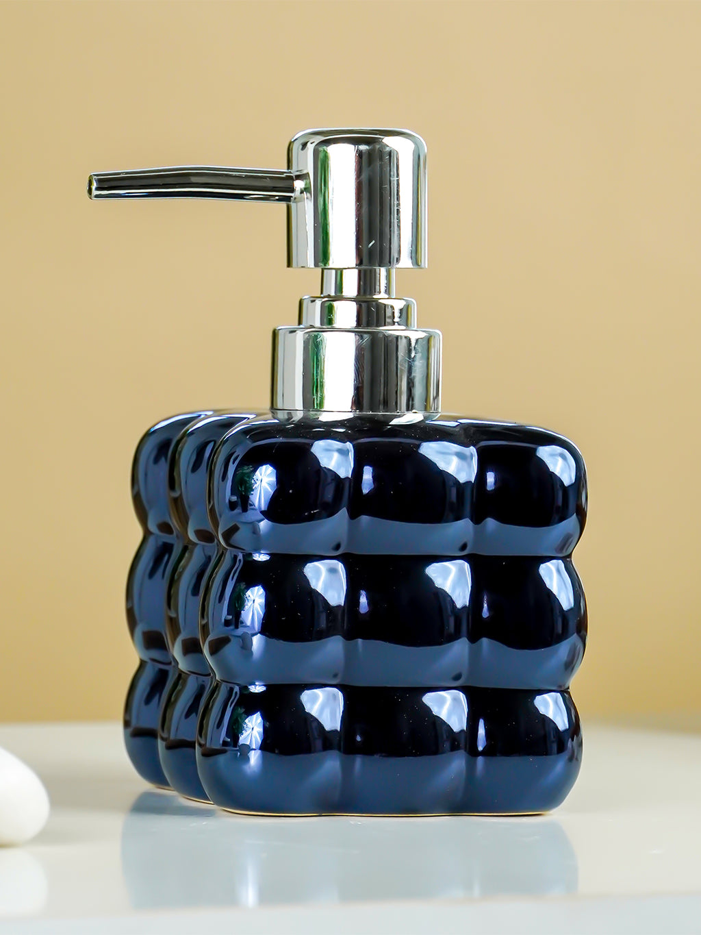 Metallic Blue Glossy Cloud-Inspired Ceramic Soap Dispenser
