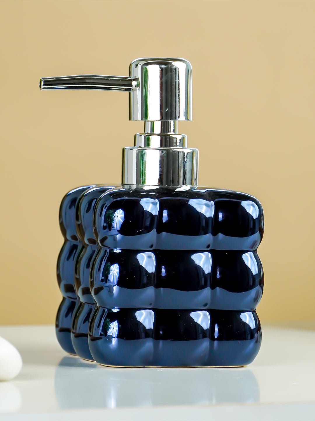 Metallic Blue Glossy Cloud-Inspired Ceramic Soap Dispenser