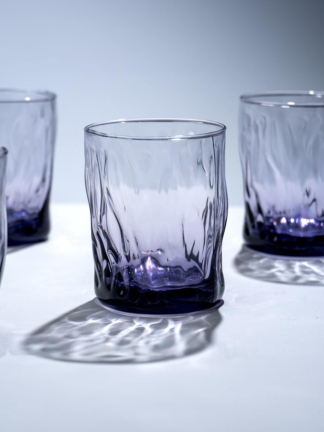 Amethyst Purple Wavy Textured Drinking Glasses - Set of 6