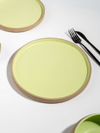 Light Green & Rust Ceramic Dinner Set of 14