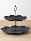 Two-Tier Black Leaf Design Cake Serving Stand