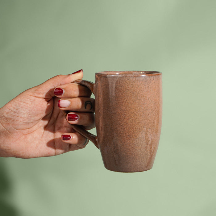 Brown Speckled Ceramic Mug with Tall Design