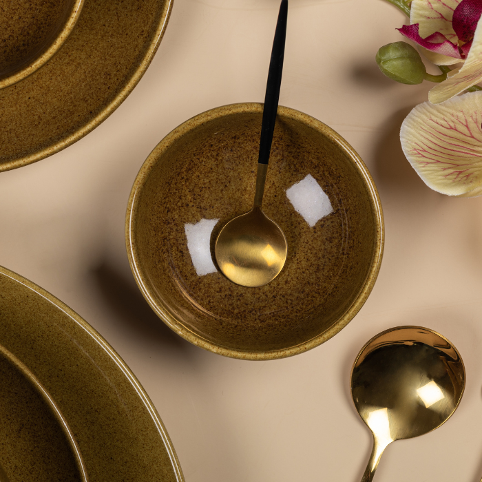 Golden Color Round Small Bowl Secondary image