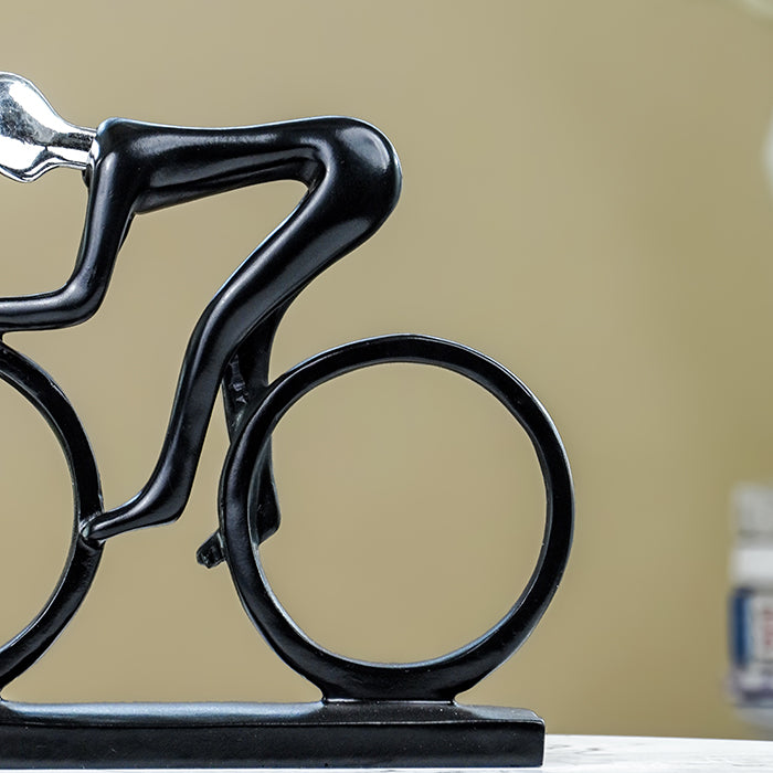 Black and Silver Cyclist Sculpture