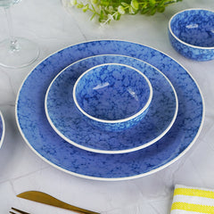 Blue Marble Ceramic Dinnerware Set - Set of 18