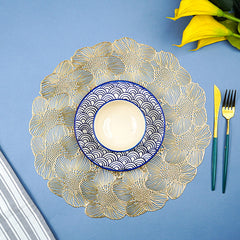 Gold Floral Cutout Table Mat with Lace-Like Bloom Pattern