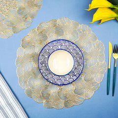 Gold Floral Cutout Table Mat with Lace-Like Bloom Pattern