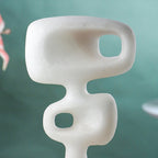 White Marble-Finish Abstract Geometric Sculpture