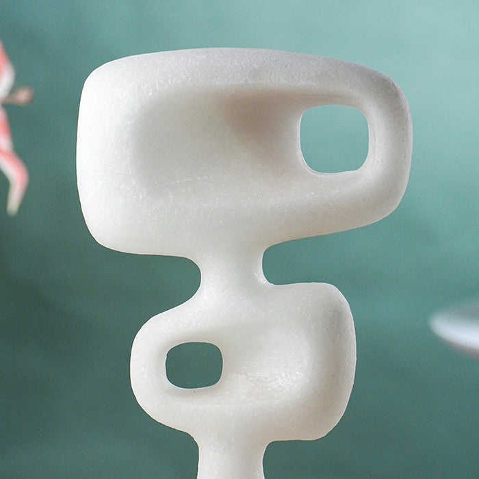 White Marble-Finish Abstract Geometric Sculpture