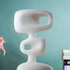 White Marble-Finish Abstract Geometric Sculpture