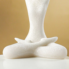 White Marble-Finish Resin Yoga Figurine