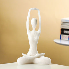 White Marble-Finish Resin Yoga Figurine