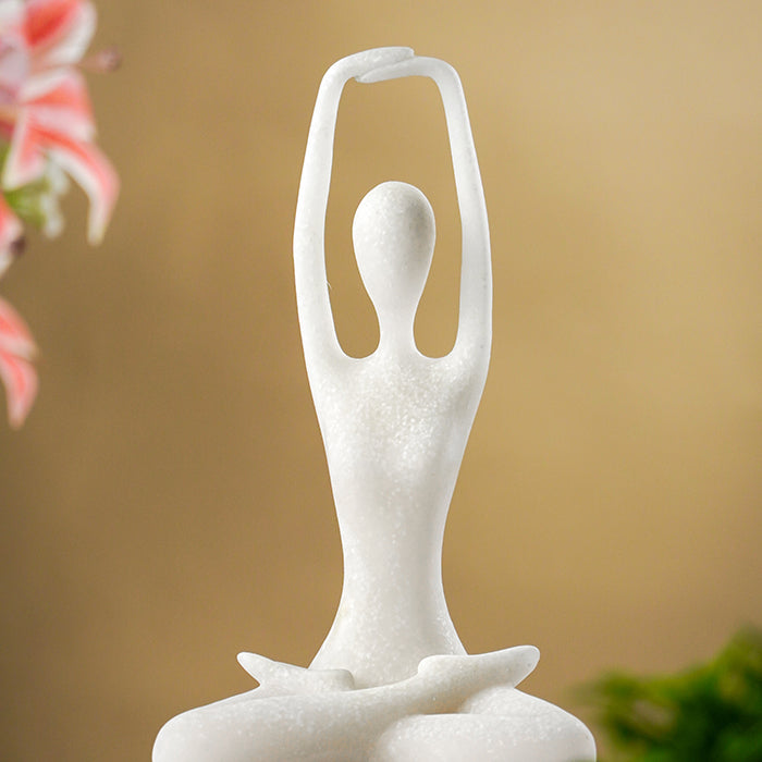 White Marble-Finish Resin Yoga Figurine