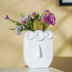 White Abstract Face Planter Set of 3