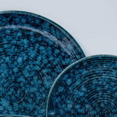 Dinner Set in Ceramic with a Speckled Blue Design (Set of 8)