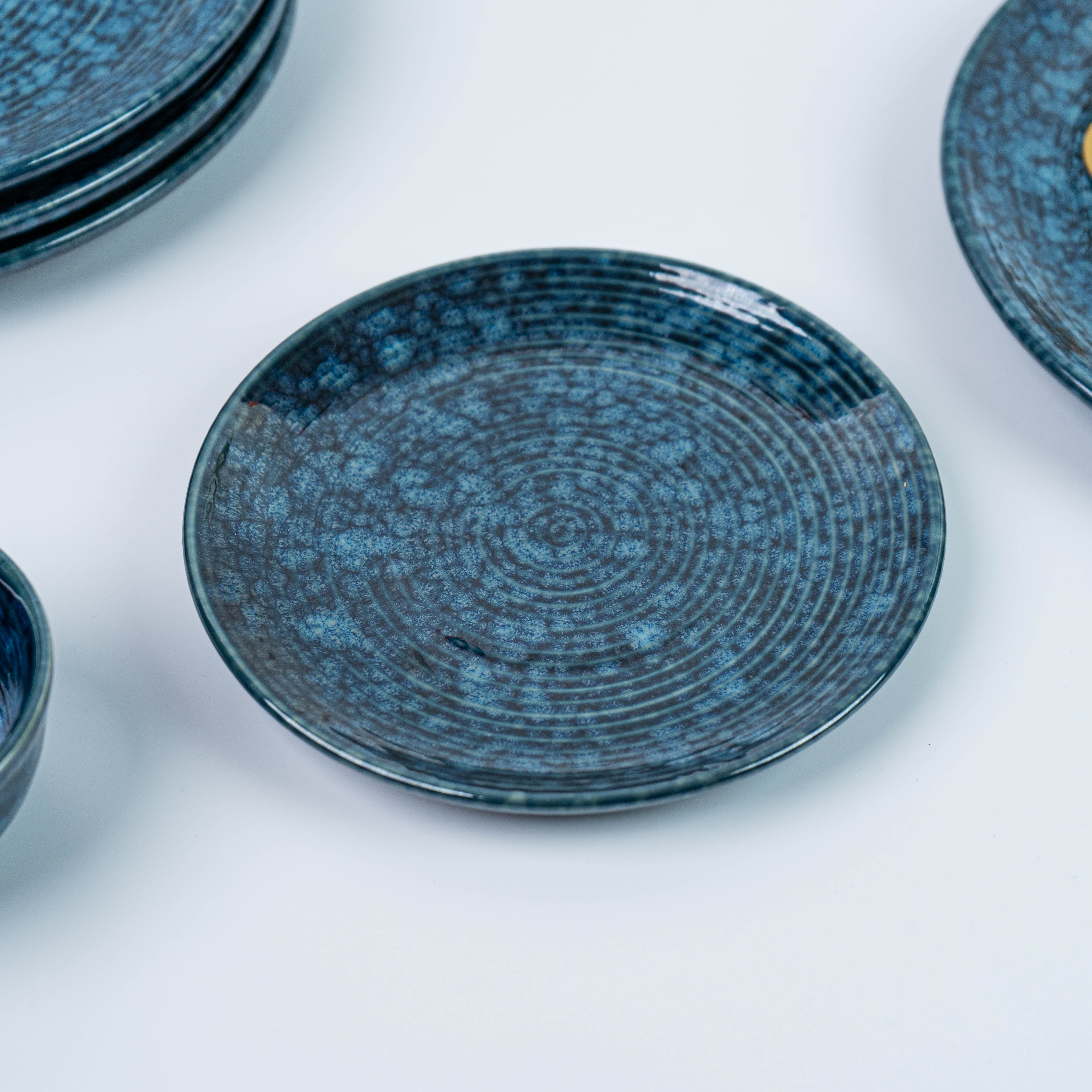 Dinner Set in Ceramic with a Speckled Blue Design (Set of 12)