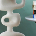 White Marble-Finish Abstract Geometric Sculpture
