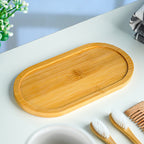 White and Bamboo Ceramic Bathroom Set of 2