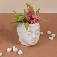 White Ceramic Buddha Planter