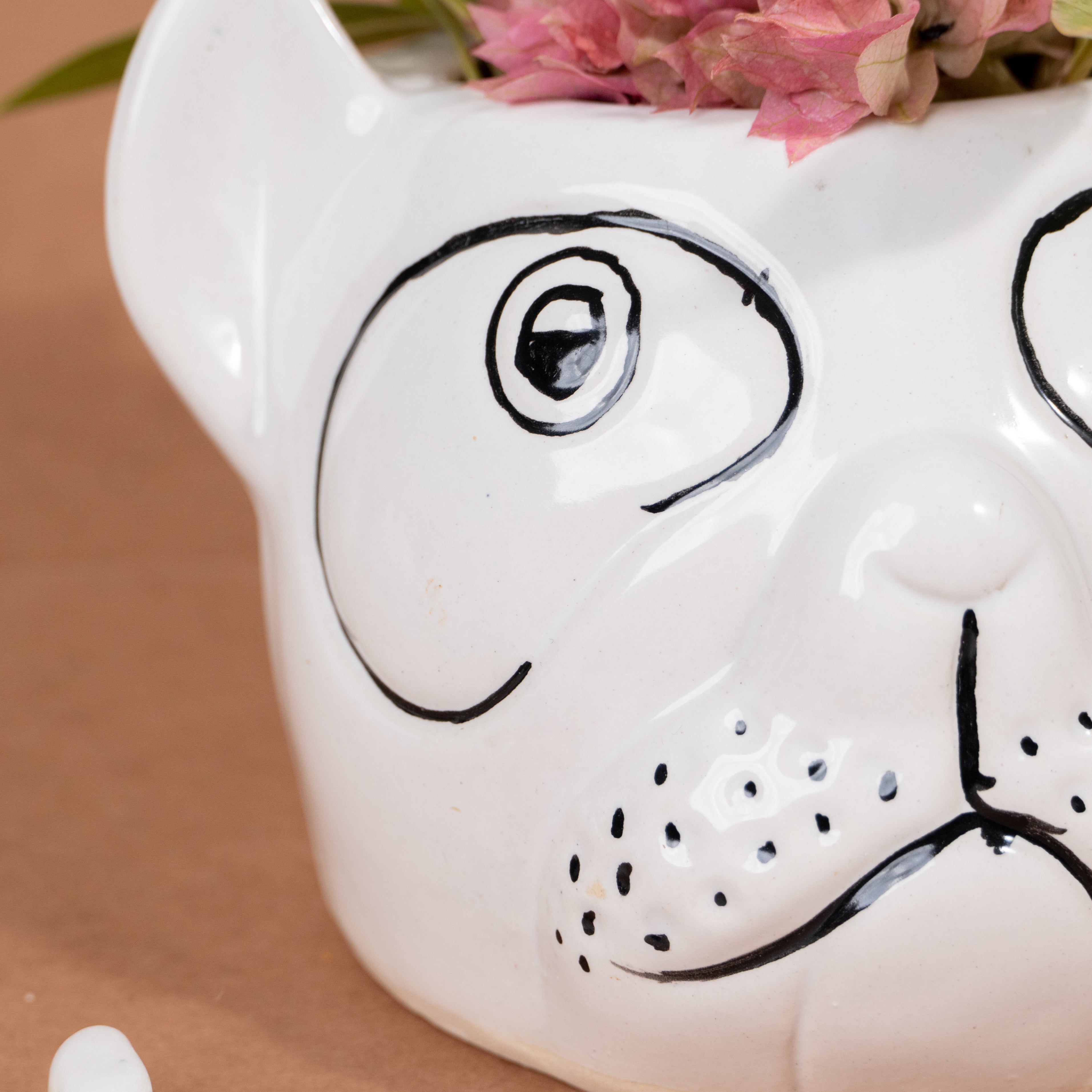 Bulldog Face Ceramic Planter