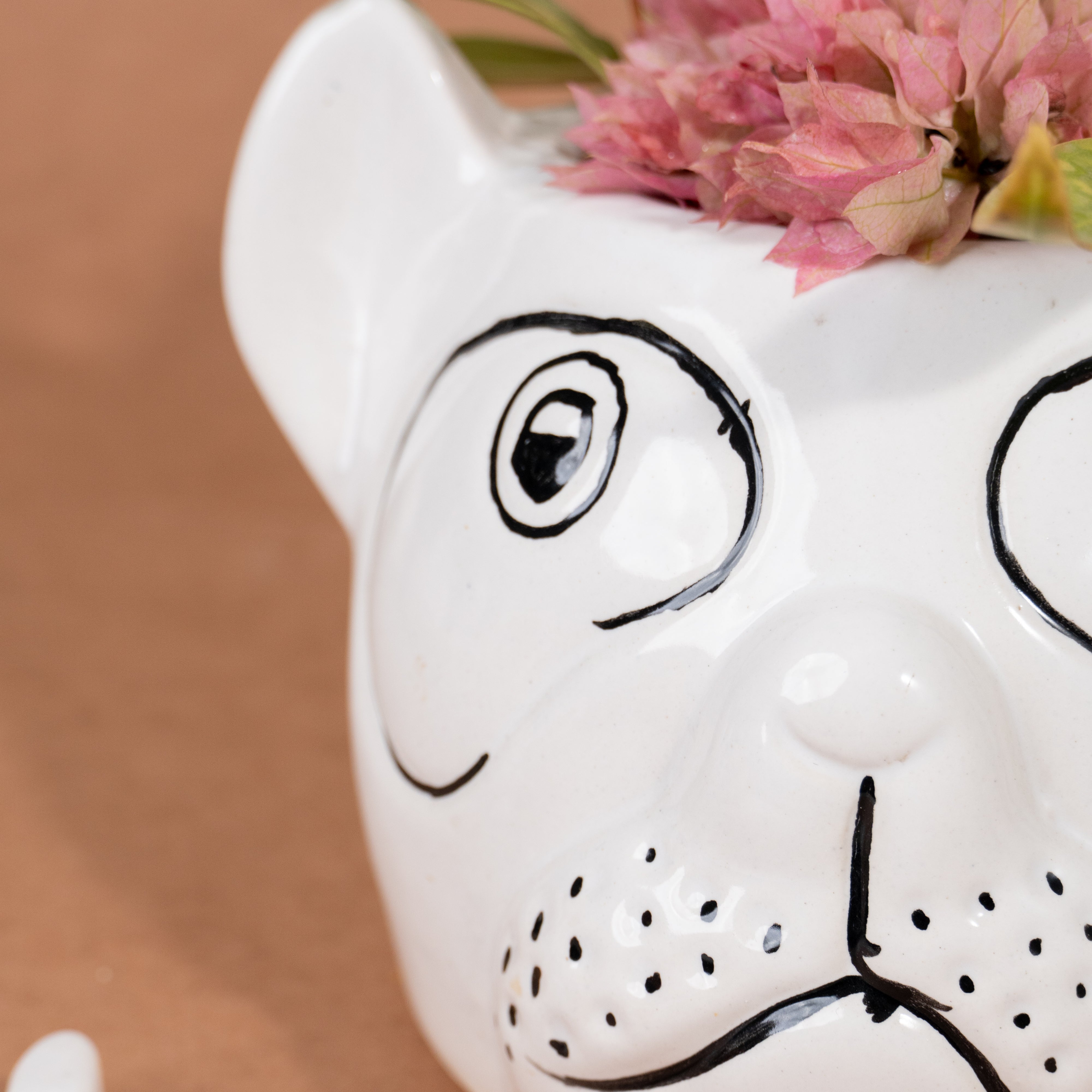 Bulldog Face Ceramic Planter