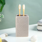 Taupe Leaf-Patterned Ceramic Bathroom Set of 3
