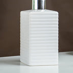 White Ribbed Ceramic Bathroom Set of 4