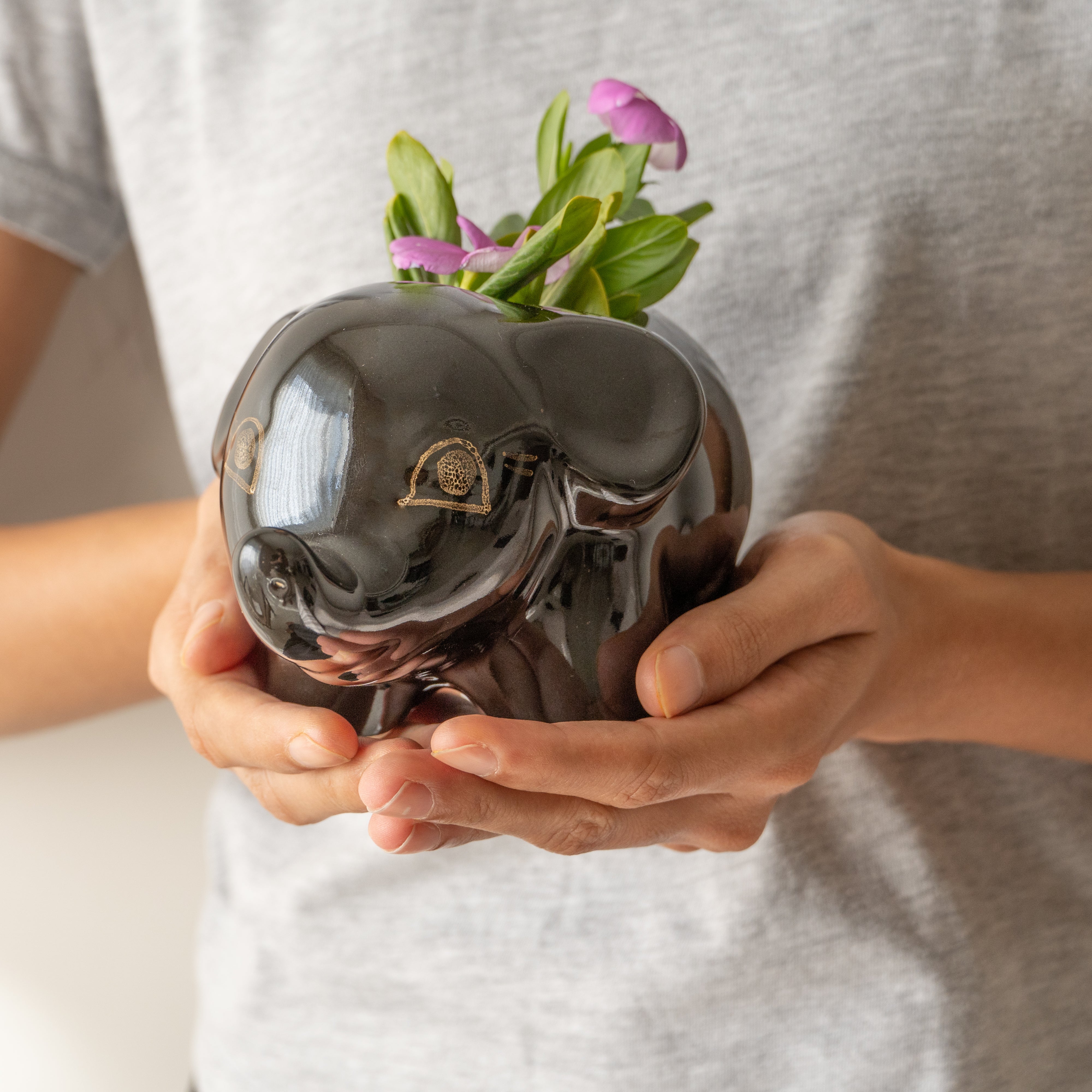 Black Baby Elephant Planter