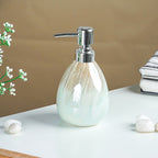 Pearlescent White and Gold Drip Ceramic Soap Dispenser